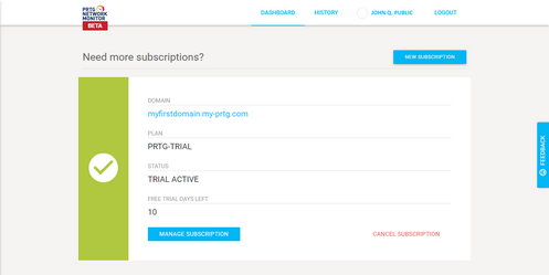 PRTG on Demand Dashboard PRTG on Demand Dashboard